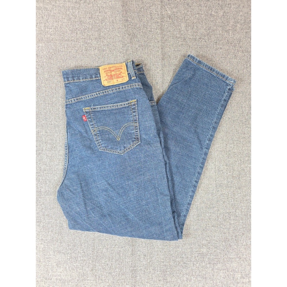LEVIS 550 Tapered Leg Relaxed Fit Jeans Dark Blue Stretch Womens 18